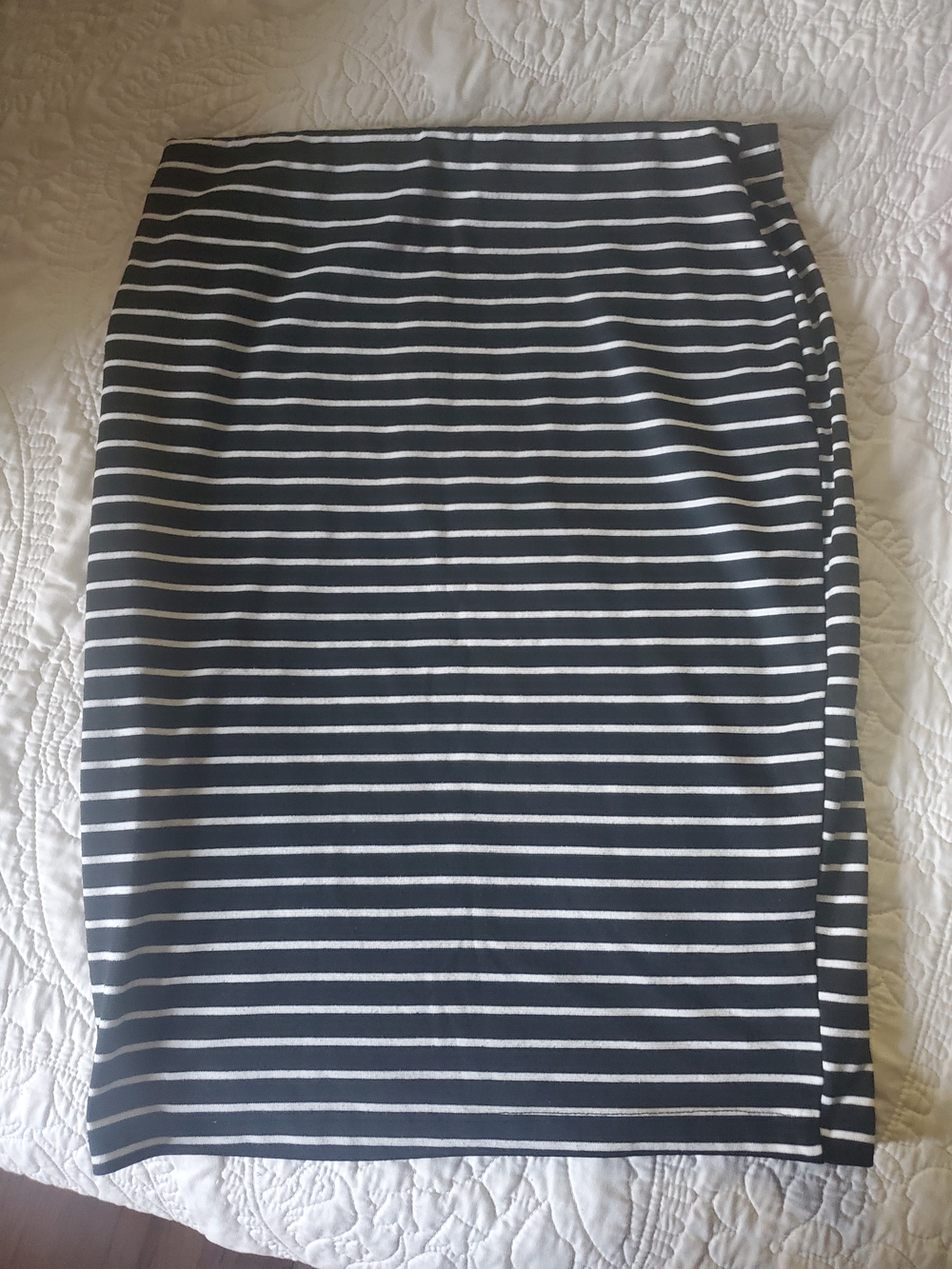 Black and White Striped Pencil Skirt - Women's Classic Fit